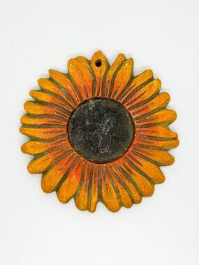 Vintage Chalkware Sunflower Flower Wall Hanging Trinket Dish Boho Cottagecore